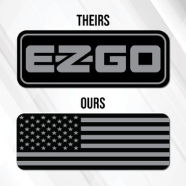 EZ-GO RXV Decal Badge Replacement Emblem for EZ-GO RXV Golf Cart - American Flag - Patriotic USA Design - Black & Grey - Made in The USA - Size 8.15" x 3"