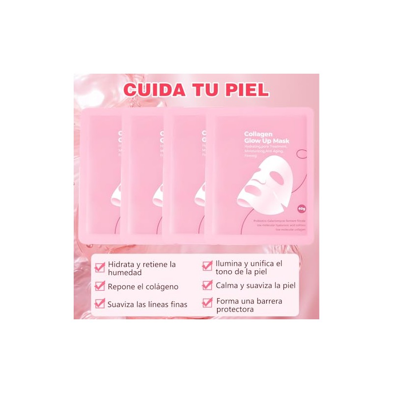 8pcs New Mascarilla Bio Colágeno, Mascarilla de Colágeno, Overnight Mask