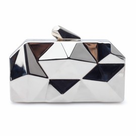 LHHMZ Womens Geometric Metal Evening Clutch Bags Fashion Small Evening Shoulder Bags Box Clutch