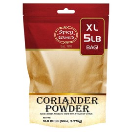 Spicy World Coriander Powder 5 Pound Bulk Bag - Ground Pure from Indian Coriander Seeds