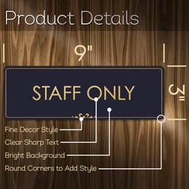 Staff Only Sign, Black/Gold, Engraved, 3" x 9", Fade Resistance, Indoor/Outdoor Use, USA MADE By My Sign Center