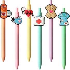 Afoxon 6 Pack of Cute Nursing Pens with Heart, Syringe Designs in Black Ink - Versatile Writing Instruments for Nurses, Medical Assistants, Students (Medical)