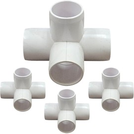 3/4" 4-Way Tee Furniture Grade PVC Fitting in White, UV-Resistant, Impact-Proof, 1.050" Actual Socket Diameter (8)