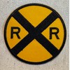 Railroad Crossing Road Sign Embroidered Patch Iron-On Train Railway RR