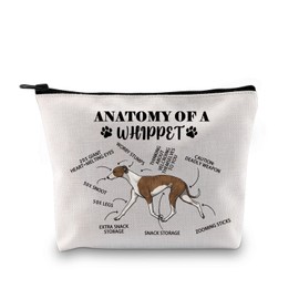 G2TUP Funny Whippet Gift Anatomy Of Whippet Makeup Bag Dog Lover Cosmetic Bag Dog Mom Gift Whippet Lover Gift (Anatomy Of Whippet MB)