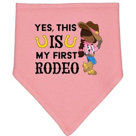 inktastic Yes, This IS My First Rodeo- Cowgirl in Hat and Boots Baby Bandana Bib Mauve and Natural 35627
