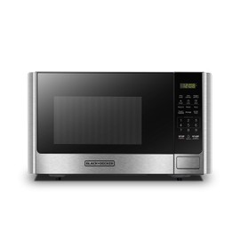 BLACK+DECKER Digital Microwave Oven with Turntable Push-Button Door, Child Safety Lock, Stainless Steel, 0.9 Cu Ft