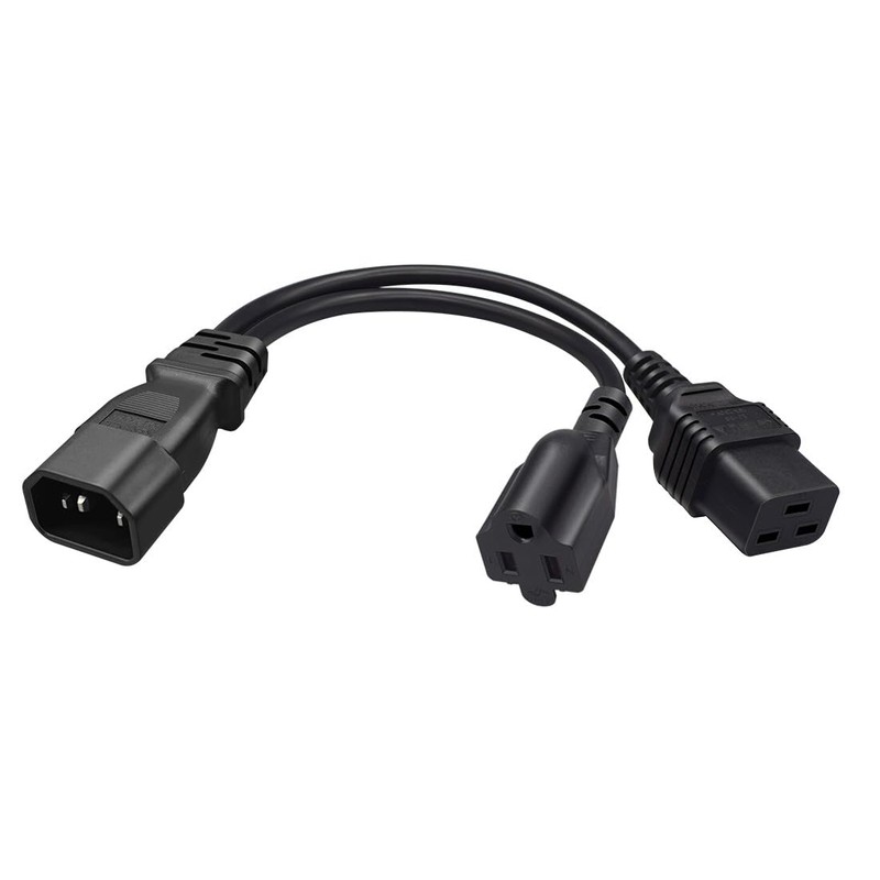 JORINDO 0.32M/1FT C14 to C19+5-15R Y Splitter Power Plug Cord，C14