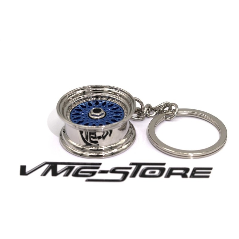 VmG-Store BBS Style Black / Chrome Rim Keyring - Solid
