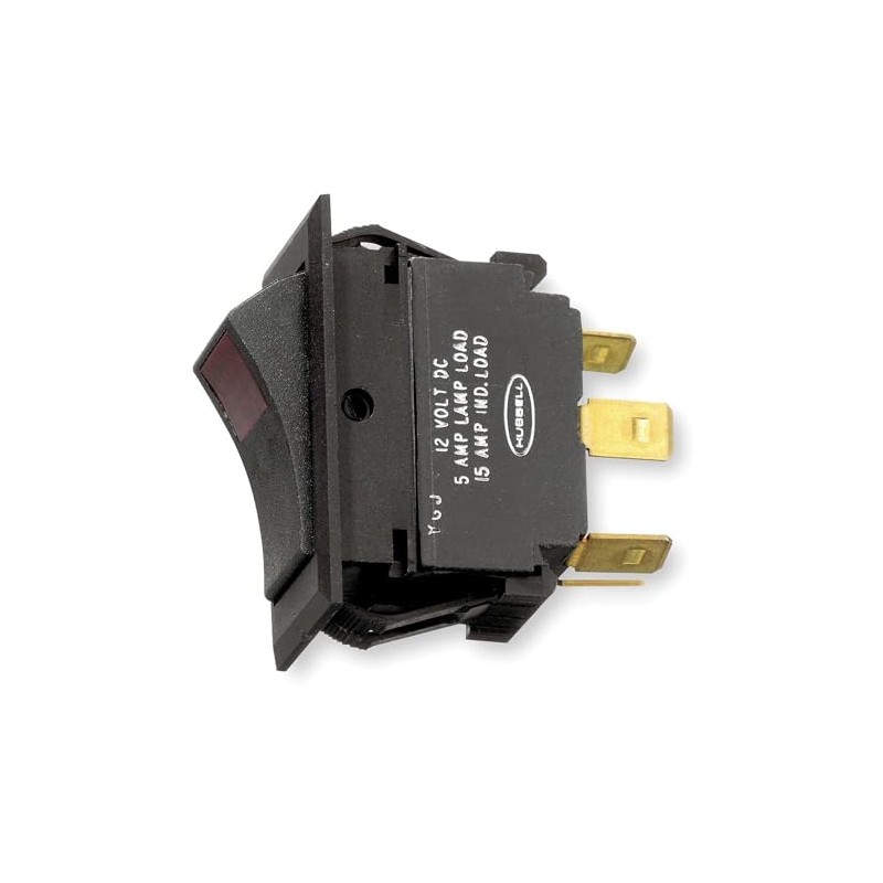 Hubbell Wiring Systems MR123LRSP Lighted Red Rocker Switch, Single Pole,