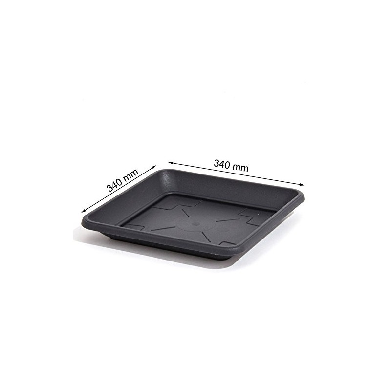 Anthracite square flower pot with saucer TERRA 37x37 cm ,