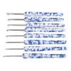 8pcs Crochet Hook Set Blue White Porcelain Printing Hand Polished