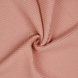 VmG-Store 1 m Waffle Pique 100% Cotton Oeko-Tex No Sold by the Metre Over 40 Colours to Choose From Waffle Fabric (028 I Blush)