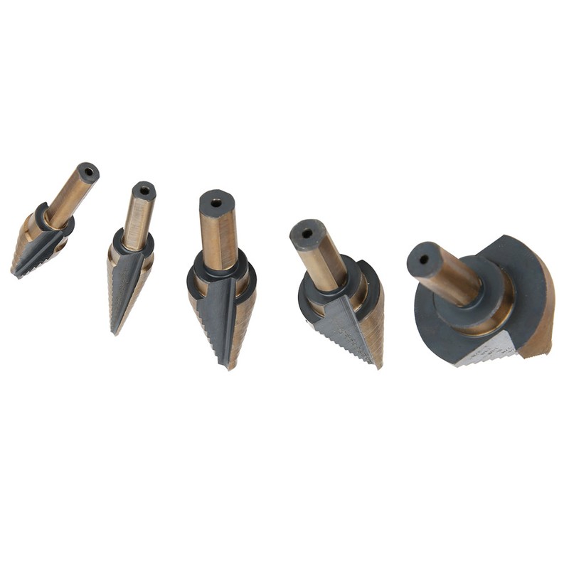 5pcs High Speed Steel Cone Step Drill Bit Metal Hole