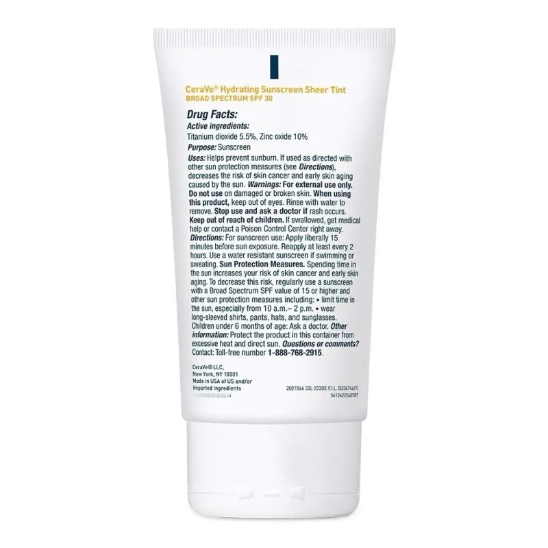 Cerave Filtro Solar Tinta Spf Protección Resistente Agua Fórmula Suave