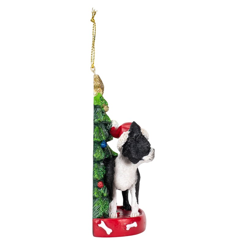 Kurt Adler Boston Terrier With Christmas Tree Ornament