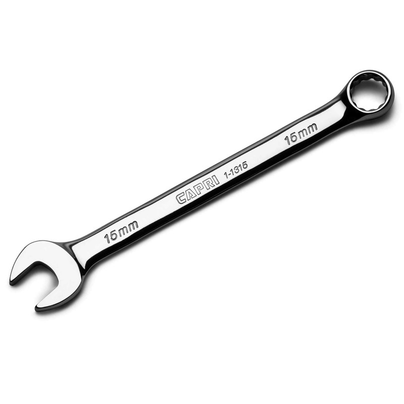 Capri Tools 15 mm Combination Wrench, 12 Point, Metric, Chrome