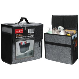 Unbranded Car Trunk Organizer Large Carpet Storage Bag Tools Travel Tidy Hook Case Grey US