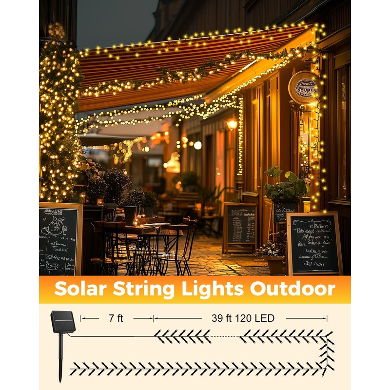 Brightown 2 Pack Solar String Lights for Outside, 92Ft 240