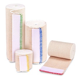 Premium Elastic Bandage Wrap (2” 3" 4" 6" Variety Pack) - Nexskin Latex Free Medical Compression Bandages Hook & Loop Fasteners at Both Ends - Lifetime Washable & Reusable USA Organic Cotton Bandage