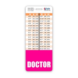 Doctor Badge Buddy Vertical w/Height & Weight Conversion Charts (Oversized, Pink)