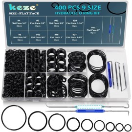 Keze 400 Pcs Hydraulic O-Ring Flat Face Fittings 9 Size Buna-N 70A O Rings Seal Ki