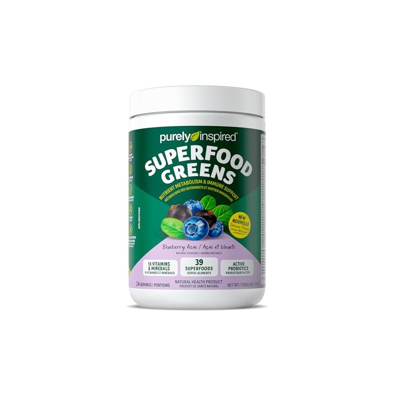 Purely Inspired Superfood Greens Powder 24 servings Blueberry Acai