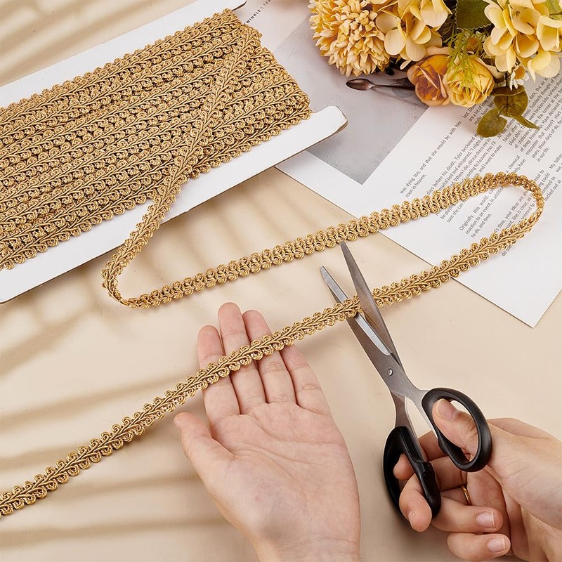 PH PandaHall 15 Yards x 13mm Golden Gimp Braid Trim
