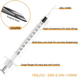 30G 1cc 1ml 1/2-Inch Measurement Lab Accessories for Industrial and Scientific, Individually Sealed Wrapped - 50 Pack
