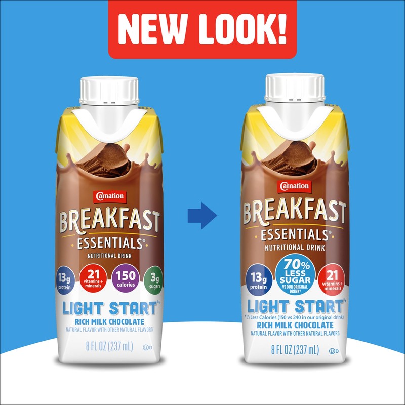 Carnation Breakfast Essentials Light Start Nutritional Drink, 13g Protein Ready-to-Drink,