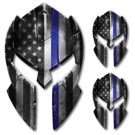 Decals by Haley Thin Blue Line Spartan Helmet Decal Sticker Truck Auto Police Officer Molon Labe