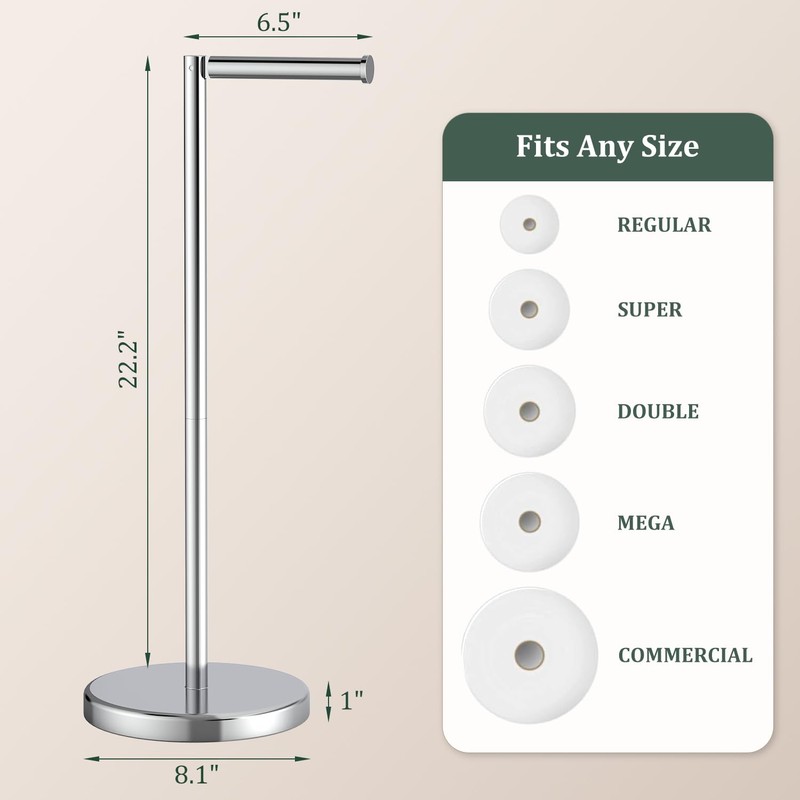 Toilet Paper Holder Stand, Freestanding Tissue Roll Holder for Bathroom,