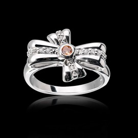 Materia Cocktail Ring 925 Sterling Silver Women's Ring Rhodium-Plated Zirconia Orange White # SR/144 _ B4, Sterling Silver, Silver