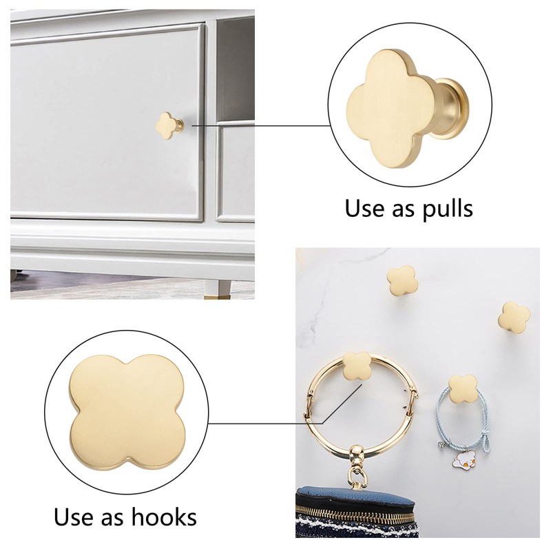 MOROBOR 6PCS Four-Leaf Clover Handle, Creative Cabinet Drawer Pulls Multifunctional