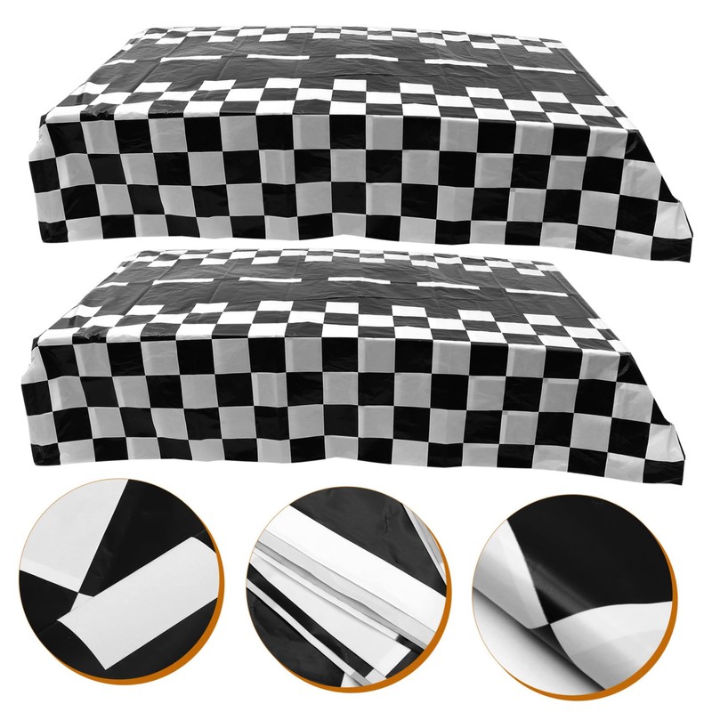 KOMBIUDA Simple Decorative Tablecloths 2pcs Large Rectangle Checkered Party Tablecloths