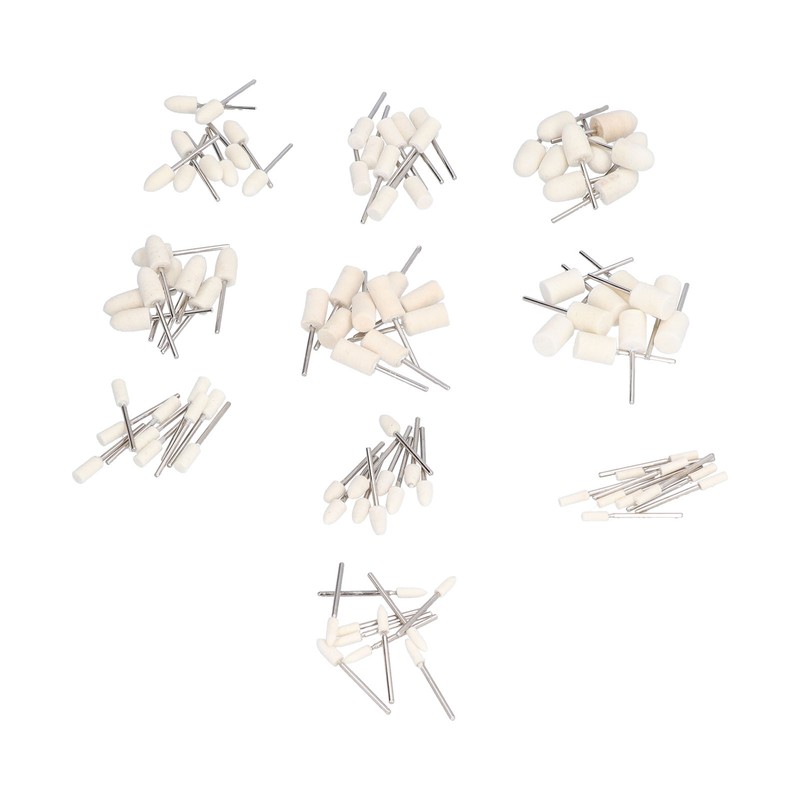 100Pcs Polishing Head Wool Felt Tapered Cylindrical Buffing Wheel Set