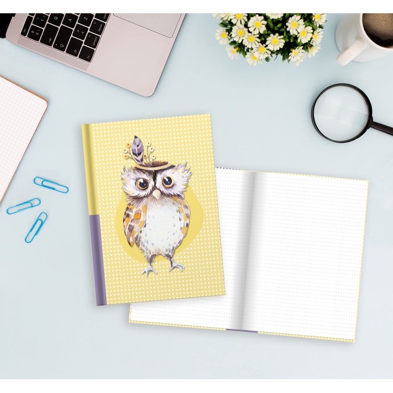 RNKVERLAG 46812 Notebook Owl DIN A5 Dotted with 96 Sheets