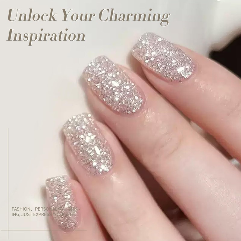 Born Pretty Silver Glitter Gel Nail Polish, Sparkly Shine Gel