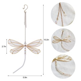 Dragonfly Suncatcher Crystals Sun Catcher Dragonfly Crystal Suncatcher Charm Window Decoration Hanging Modern Prism Crystal Charm Wind Chime Garden for Home Office Garden Outdoor Decoration
