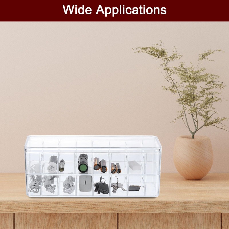 sourcing map Cable Storage Box with Compartments, Cable Organizer Transparent