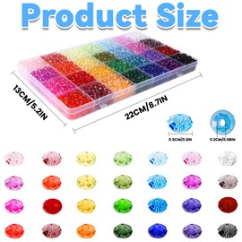 DIYDEC Pack of 2800 Crystal Faceted Beads, 6 mm Crystal Beads, Flat Beads, Rondelle Beads for Necklaces, Bracelets, Earrings, Jewellery Making, DIY Crafts