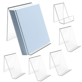 YFLeomry Set of 6 Acrylic Bookends Book Stands, 5 Pieces 13 cm x 11.5 cm x 10 cm, 1 Piece 10.5 cm x 9 cm x 7 cm Modern Transparent Book End Acrylic Stand for Books, Magazines