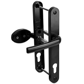 uPVC Door Handle 92mm 62mm Offset Lever Pad 215mm Fixings Sprung Pair Patio PVC Black