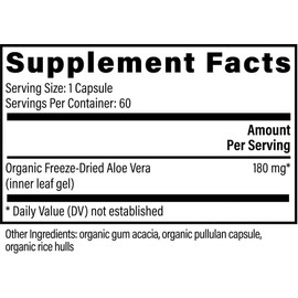 Global Healing Aloe Vera Bio-Active Organic Leaf Supplement - 200x Concentrate Formula with Highest Concentration of Acemannan - Aloin-Free - Gut Health & Immune Support - 60 Capsules