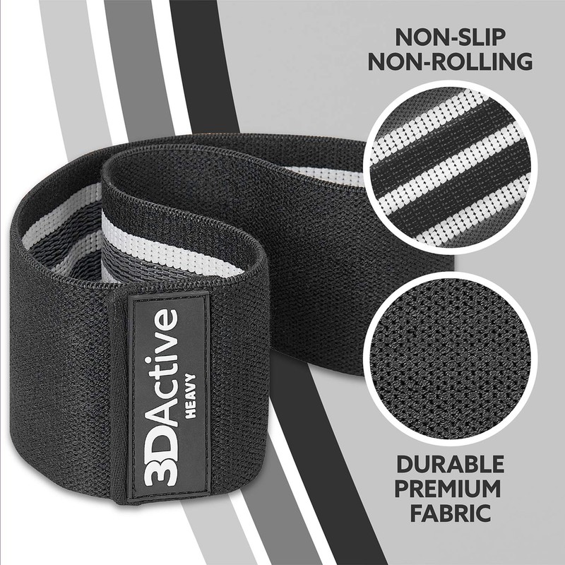 3DActive Fabric Resistance Bands for Legs and Butt. Wide Non-Slip