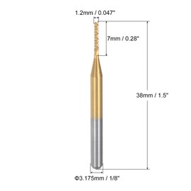 sourcing map 10Pcs 1.2mm Titanium Coat Carbide End Mill Engraving Milling Cutter CNC Router Bits for PCB Machine, 1/8" Shank