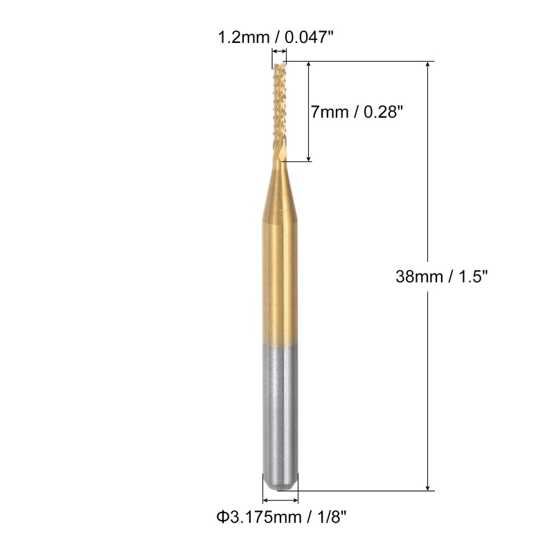 sourcing map 10Pcs 1.2mm Titanium Coat Carbide End Mill Engraving