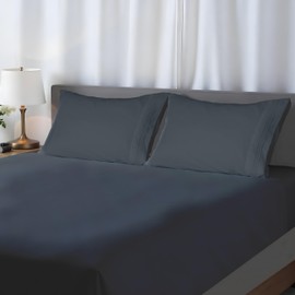 Stych & Loom Full Size Bed Sheets Set - 4 Piece Easy Care Microfiber Full Size Sheets for Home and College Dorms, Fade and Wrinkle-Resistant Bedding with Directional Tags, Navy