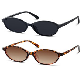 deegbbyi 2 Stück Retro Sonnenbrille, Klassische UV400 Schutz Brillen, Kleinem Rahmen Brillen, Trendy Oval Sonnenbrille, 90er Jahre Styles, Geeignet für Frauen Sonnenschutz, Reisen, Radfahren