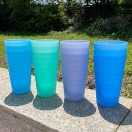 YUYUHUA 32 ounce Plastic Cups Reusable - Unbreakable Large Plastic Drinking Cups set of 12 - BPA Free Dishwasher Safe Big Cups for Kids Kitchen Party Camping Outdoor